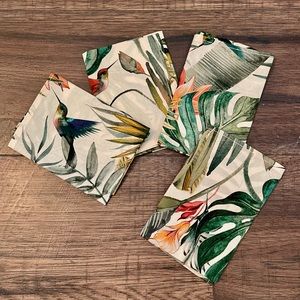Set of 4 Tropical print men’s pocket squares/handkerchiefs
